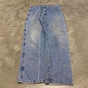 Vintage y2k 90s baggy wide leg carpenter dungaree light wash denim faded jeans